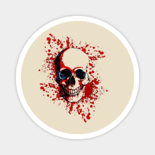 Skull with red blood stains, skull art, skull design Magnet